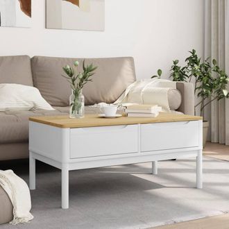 Berkfield Home Beautiful Coffee Table FLORO White 99x55.5x45 cm Solid Pine Wood