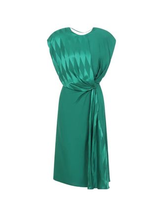 Versace Cocktail Dress Silk Viscose Rhombuses Jacquard