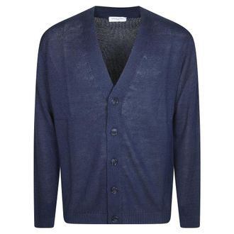 Daniele Fiesoli Cardigans, male, Blue, Size: M Cardigan Misto Lino