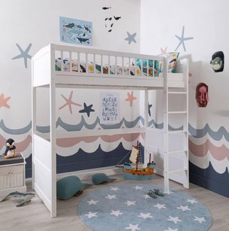 N&ouml;a & Nani Lottie Highsleeper Cabin Bed with Straight Ladder in White | Size: Single
