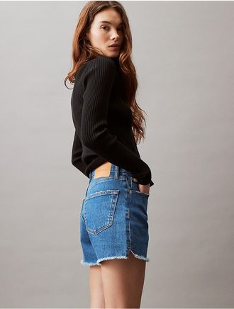 Calvin Klein Jeans Calvin Klein Womens High Rise Midi Denim Shorts - Blue - 24