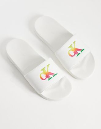 Calvin Klein Jeans Pride - Sliders bianche-Bianco