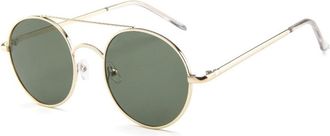 Generic Metal Round Large Frame Mens And Womens Sunglasses Outdoor Commuting Sports Vacation Sun Glasses(Green)