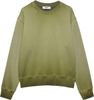 Msgm embroidered-logo cotton sweatshirt - men - Cotton - M - Green