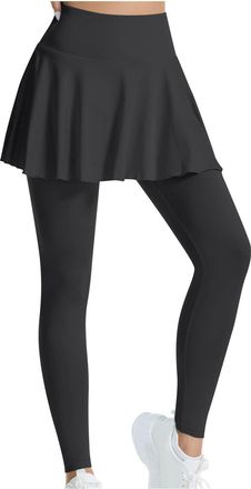 Generic Womens Leggings with Skirt Elastic High Waisted Leggings Hip Shaping Yoga Tennis Pants Workout Running Pants Solid Colour Skirted Active Trousers for 