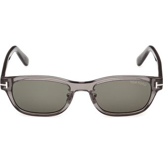 Tom Ford 52mm Rectangular Sunglasses in Grey/Other /Green at Nordstrom