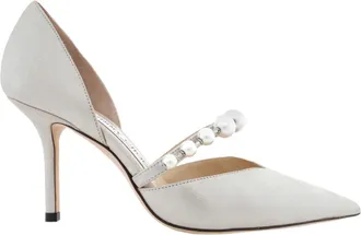 Jimmy Choo London Aurelie 85 Pointed Pumps With Pearl Embellishment, Brand Size 34.5 ( US Size 4.5 )