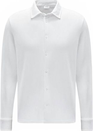04651/ Mens Pique Long Sleeve Shirt In White
