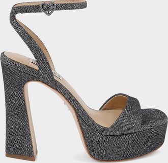 Badgley Mischka Caia Crystal Heart Platform Sandals
