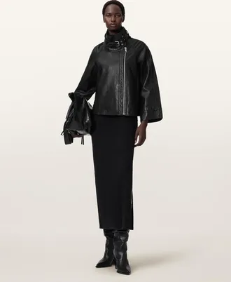 AllSaints Leather Rhodes Relaxed Fit Leather Jacket, Size: M