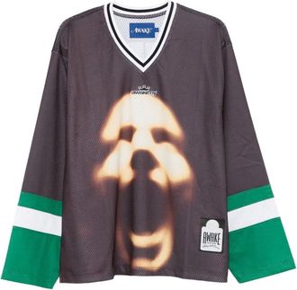 Awake NY face-print long-sleeve T-shirt - Brown