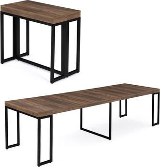 IDMarket Consolle Allungabile Toronto, 10 Posti, 235 Cm, Legno Scuro, Design Industriale