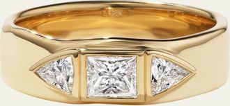 Aaryah 18K Yellow Gold 3 Stone Natural Diamond Minas Ring, Size 6.75