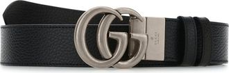 Gucci Black Golden Buckle Reversible Textured Belt