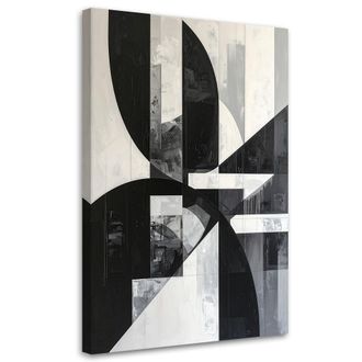 Feeby Cuadro Sobre Lienzo, Abstracci&oacute;n Geom&eacute;trica En Blanco Y Negro, 80x120