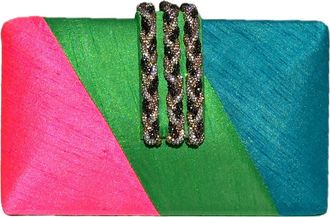 Simitri Diagonal Color Block Braided Fringe Clutch in Jeweled at Nordstrom