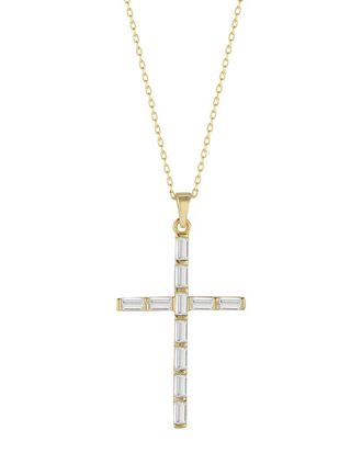 Sphera Milano 14K Over Silver Cz Cross Necklace