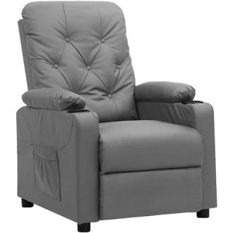 vidaXL Sill&oacute;n Reclinable De Cuero Sint&eacute;tico Gris Vidaxl