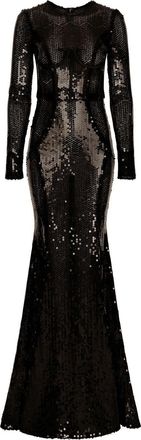 Dolce & Gabbana corset-detail sequinned gown - women - Silk/Elastane/Nylon/Nylon/Polyester - 48 - Black