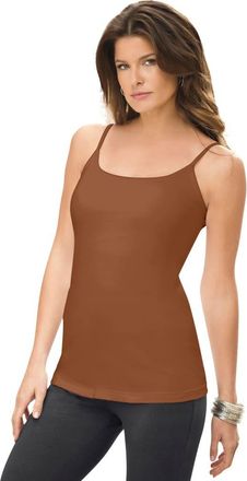 Roaman's Plus Size Cami With Built-In Bra And Adjustable Straps in Cognac at Nordstrom, Size Medium