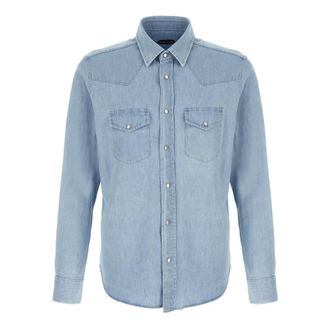 Tom Ford Denim Chambray Western Shirt - Heren - Spijkeroverhemden - Blauw - XL - Denim - Overhemden