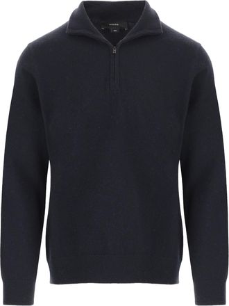 Vince Navy Half-Zip Ribbed Cashmere Sweater