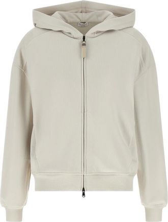 Brunello Cucinelli Hoodies & sweatvesten, Dames, Beige, S, Katoen, Hooded Sweatshirt van gladde katoen French Terry
