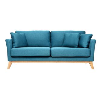 Miliboo Miliboo - Divano Scandinavo A 3 Posti Blu Con Piedi In Legno Oslo