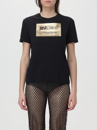 Just Cavalli Gouden Logo Korte Mouwen T-shirt