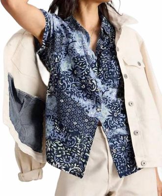 White Stuff Ellie Organic Cotton Collared Shirt In Blue Multi