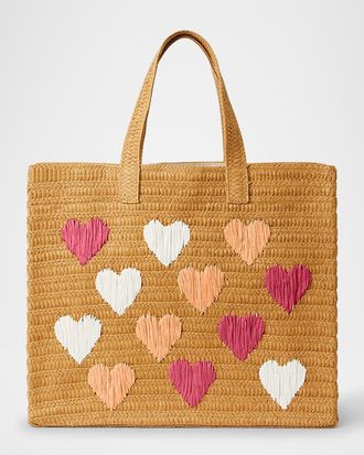 BTB Los Angeles Embroidered Heart Beach Tote Bag