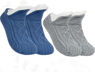 Generic Fleece-Lined Non-Slip Thermal Slippers Socks,Indoor Non-Slip Thermal Socks,Thermal Socks for Women (2pcs-c,M)