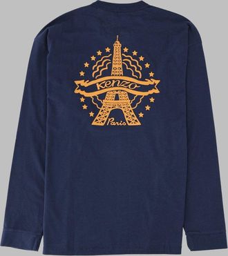 Kenzo Eiffel Tower Logo-Embroidered T-Shirt - Navy