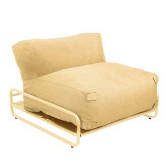 Oviala Tumbona modular de jard&iacute;n con estructura amarillo claro