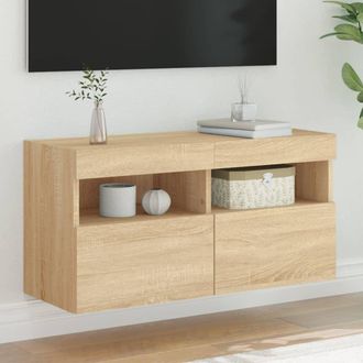 vidaXL Vidaxl - Mueble De Tv De Pared Con Luces Led Roble Sonoma 80x30x40 Cm
