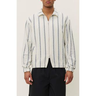 Les Deux Stanley Stripe Cotton Dobby Zip Jacket in Light Ivory at Nordstrom Rack, Size Medium