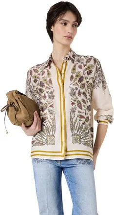 Gerard Darel Draped Paisley Button-Down Blouse in Yellow at Nordstrom, Size 14