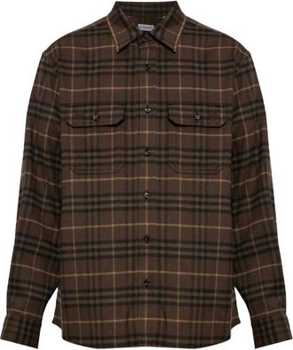 Burberry Camisa de Lana Cadoc - Shirts - Hombre - Marr&oacute;n - XL