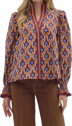 Entro Marigold Mirage Print Top In Geometric