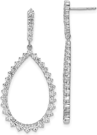 Diamond2Deal 14k White Gold 3 ct Lab Grown Diamond Fancy Dangle Hoop Earrings VS Clarity, D-E Color