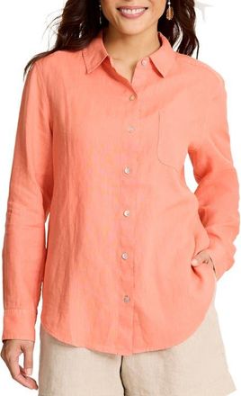 Tommy Bahama Coastalina Linen Button-Up Shirt in Peach Gelato at Nordstrom, Size Medium