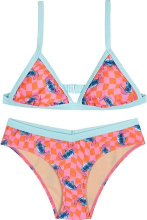 Disney Lilo & Stitch 2-Piece Swimwear Bikini Set in Stitch Pink Orange at Nordstrom, Size X-Large