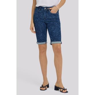 NYDJ Briella Roll Cuff Denim Bermuda Shorts in Garden Paisley Print at Nordstrom, Size 00