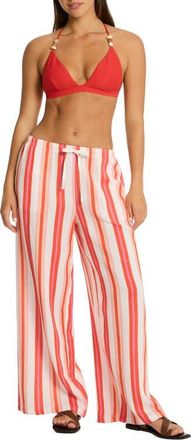 Sea Level Australia West Coast Surf Cotton Cover-Up Pants in Coral at Nordstrom, Size X-Small