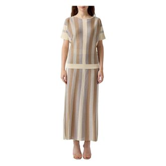 Le Tricot Perugia Girocollo Righe Lurex - Dames - Ronde hals truien - Veelkleurig - M - Polyester - Truien & Vesten