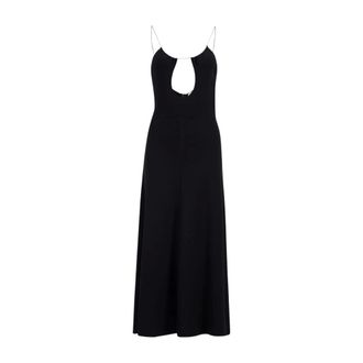 Saint Laurent Kleedjes, Dames, Zwart, M, Zwarte Backless Midi Jurk met Cut-Out
