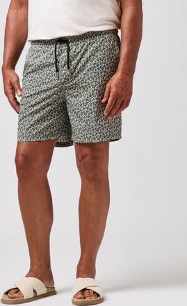 Stone Rose Skull Floral Swim Trunk in Olive at Nordstrom, Size Xxx-Large