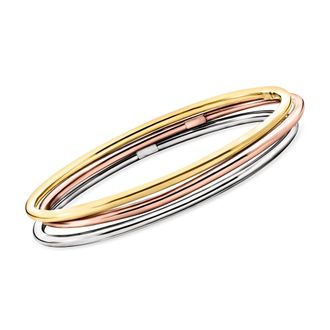 Ross-Simons Italian Multi-Toned Sterling Silver Jewelry Set: 3 Polished Bangle Bracelets