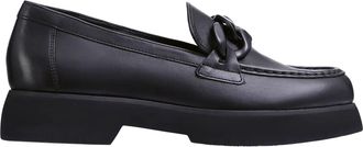 H&ouml;gl Black Stacy Chunky Chain Detail Leather Loafers