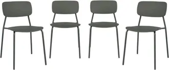 Sweeek Set of 4 stackable steel and plastic garden chairs khaki green 49x44x78.5 cm - Liva